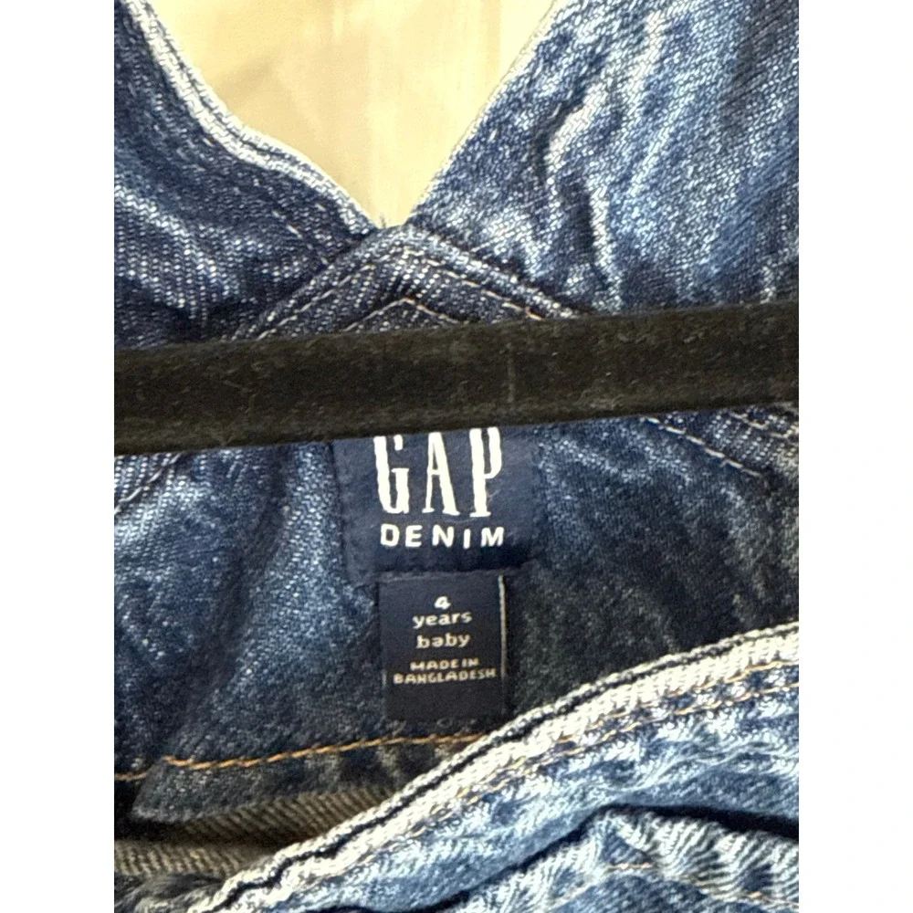 Gap‎ Denim Girls Blue Jean Overalls Size 4 Wide Leg Adjustable Ruffled Straps